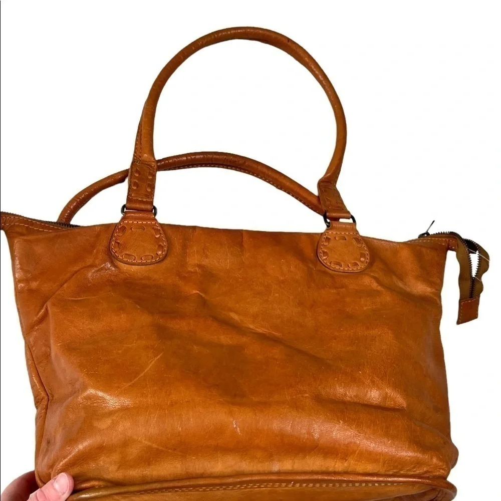 Noonday Collection Rustic Leather Artisan Bohemian Hobo Tote Purse Made In India